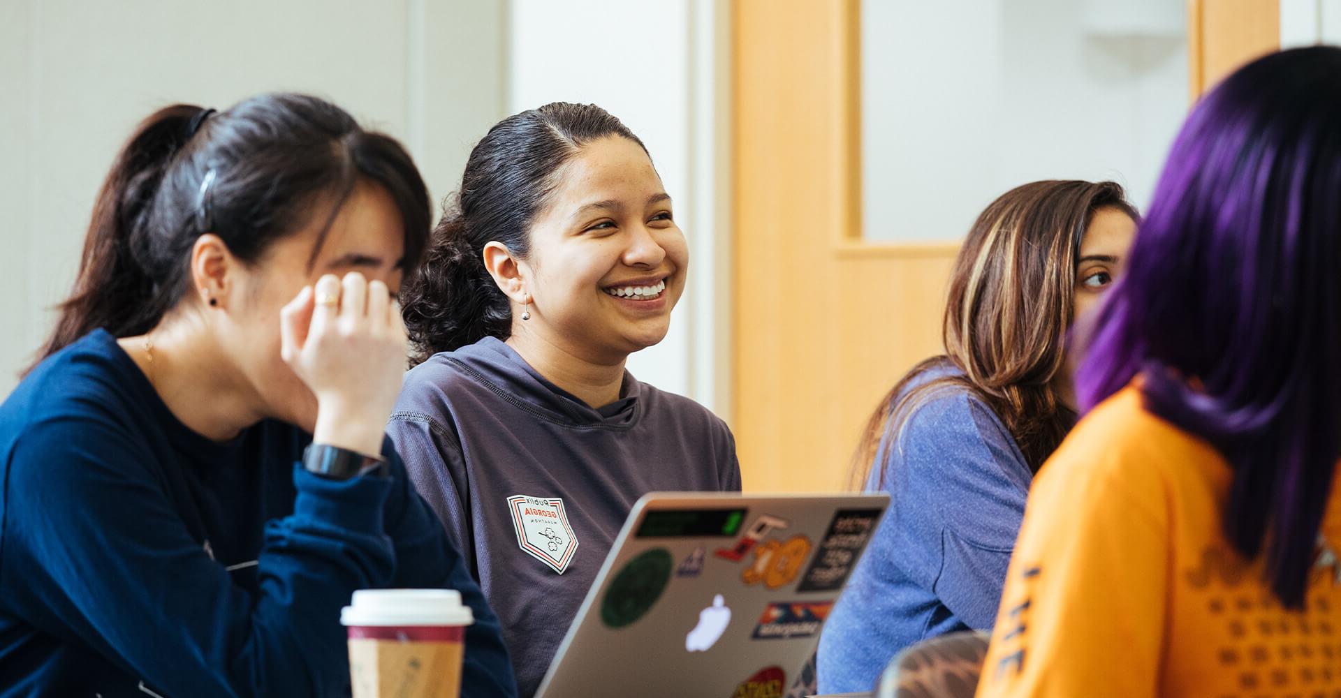 Agnes Scott first-year students in a classroom.